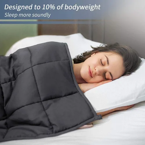 Miniatura 2 de HOELLL Manta con peso de 10 libras, 48 x 72 pulgadas, tamaño matrimonial para adultos, manta pesada para sofá y cama, algodón suave y transpirable
