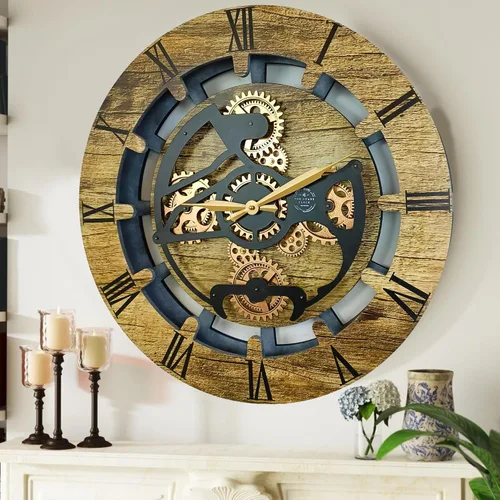 Miniatura 9 de THE GEARS CLOCK Reloj de pared con engranajes móviles reales Canada Line 24 pulgadas redondo (verde aguamarina, 24 pulgadas (23.6 in)