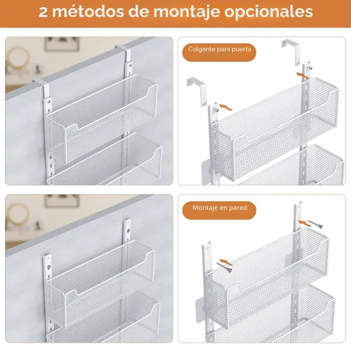 Miniatura 4 de VyGrow Organizador Sobre la Puerta, Organizador de Puerta de Metal Colgante con 5 Cestas Ajustables y Gancho para Abrigos, Almacenamiento Detrás