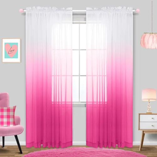 Miniatura 25 de KOUFALL Cortinas de ventana de baño para ducha, juego de 2 paneles de cortinas cortas transparentes en blanco y negro para cocina, dormitorio
