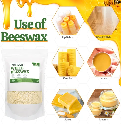 Miniatura 5 de YASNAY Gránulos de cera de abejas blanca 2LB, cera de abejas orgánica, cera de abejas para hacer velas, cuidado corporal, cuidado de la piel DIY