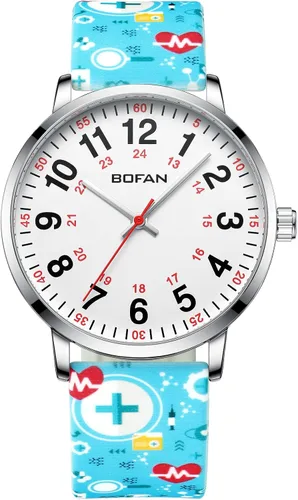 BOFAN Reloj de enfermera para enfermeras profesionales médicos estudiantes médicos con varios colores médicos esfera fácil de leer segunda mano y