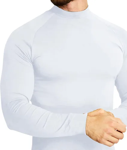Miniatura 4 de elselect Camisas de cuello alto para hombre, estilo casual, ajustadas, básicas, ligeras, suéter