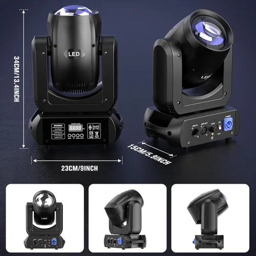 Miniatura 7 de U`King Luces de Cabeza Móvil con Haz de 150W, Prisma de 18 Facetas, Estroboscópico/Haz/Foco/Iluminación de Escenario Wash, 8 Gobos y 8 Colores, Foco