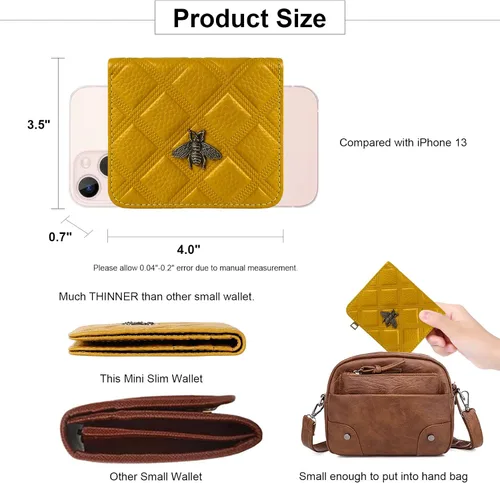 Miniatura 4 de Repterbo Billetera para mujer, con bloqueo RFID, pequeña, compacta, plegable, de piel auténtica, con bolsillo, mini carteras para mujeres