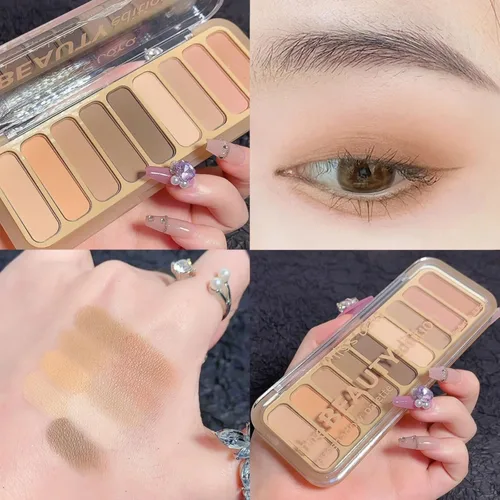Miniatura 4 de Paleta de sombra de ojos desnuda 9 colores neutro desnudo mate brillo purpurina sombra de ojos paleta de maquillaje de alta pigmentación