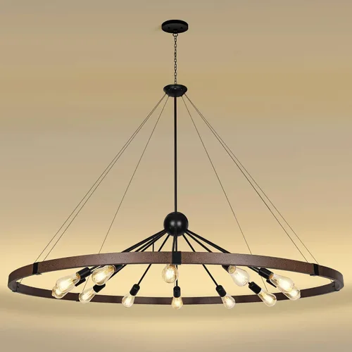 Miniatura 9 de Klgxnrd Candelabros de granja de 31.5 pulgadas para comedor, candelabro rústico de rueda de carro para entrada, lámpara Sputnik para zona