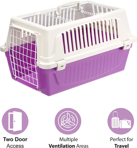 Miniatura 3 de Transportador de mascotas Atlas Transportador pequeño para perros y gatos con acceso por puerta superior y frontal Púrpura