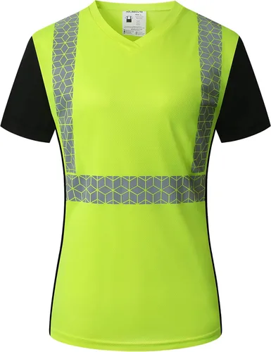 Miniatura 2 de Playera de Seguridad para Mujer, Camiseta Reflectante de Alta Visibilidad para Mujer con Patrón Reflectante Inusual, Manga Corta Transpirable