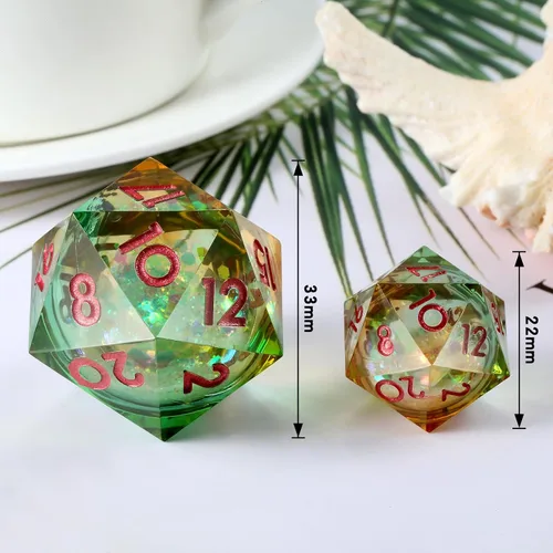 Miniatura 3 de DNDND - Dados D20 de 1.299 in, 1.31 pulgadas, ojo de dragón líquido, 20 dados con hermosa caja de regalo para Calabozos y Dragones (azul)