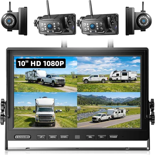 Miniatura 12 de Sistema de cámara de respaldo inalámbrica solar magnética, monitor HD 1080P de 7" con cámara de visión trasera para RV/remolque/quinta rueda/camper