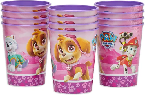 American Greetings Suministros para fiestas de Paw Patrol, vasos de plástico rosa (12 unidades)