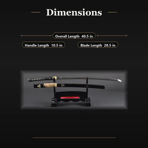 Miniatura 6 de HMS Fully Functional Hattori Hanzo Katana Sword, 1045 Carbon Steel, Hand Forged Heat Tempered, Full Tang, Sharp, Black Scabbard