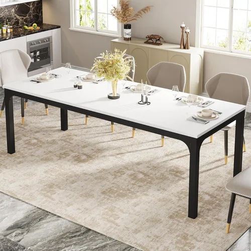 Miniatura 12 de Tribesigns Mesa de comedor negra para 6-8 personas, mesa rectangular grande de 78 pulgadas para comedor, 78.7 x 27.5 x 29.5 pulgadas (solo mesa)
