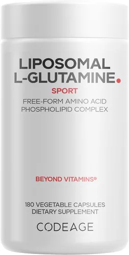 Codeage Suplemento de cápsulas liposomales de L-glutamina - 1,000 mg de L-glutamina por porción - Suministro para 3 meses - Entrega liposomal,