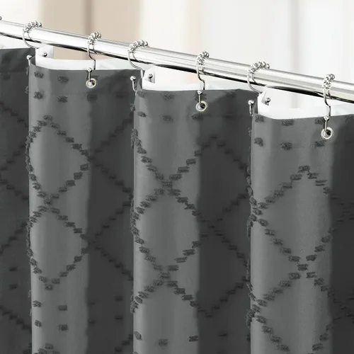 Miniatura 31 de Dynamene Cortina de ducha de tela de 36 x 72 pulgadas, diseño bohemio, geométrico, a rayas, para baño, juego de cortina de ducha estrecha gruesa