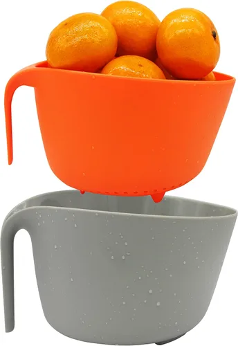 Miniatura 6 de Juego de colador y colador de cocina, 2 en 1, cesta de lavado de frutas y verduras para remojar, escurrir pasta, arroz, quinua, granos pequeños