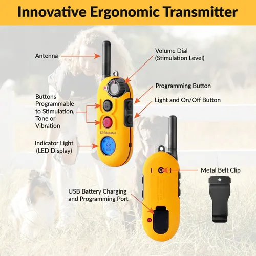 Miniatura 4 de E-Collar Educator EZ-900 - Collar de entrenamiento de perros de 1/2 milla para perros Sm & Med (más de 10 libras) - Control remoto LCD ergonómico