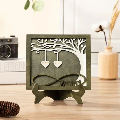 Miniatura 4 de Regalos para mamá, letrero de árbol familiar personalizado con nombres personalizados, placas de madera, decoración grabada con nombres familiares