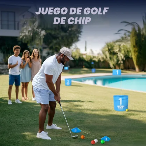Miniatura 2 de TOY Life Juego de golf de 6 hoyos, juego de cubo de golf para adultos y niños, campo de golf de práctica con pelotas y bandera, juego de patio