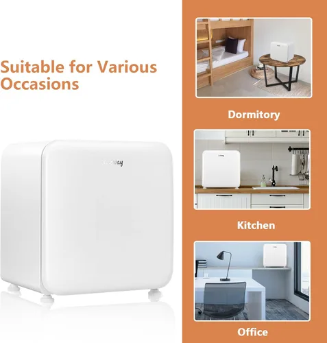 Miniatura 8 de COSTWAY Mini refrigerador de 1.6 pies cúbicos, refrigerador compacto con descongelación automática, puerta reversible individual, termostato Blanco