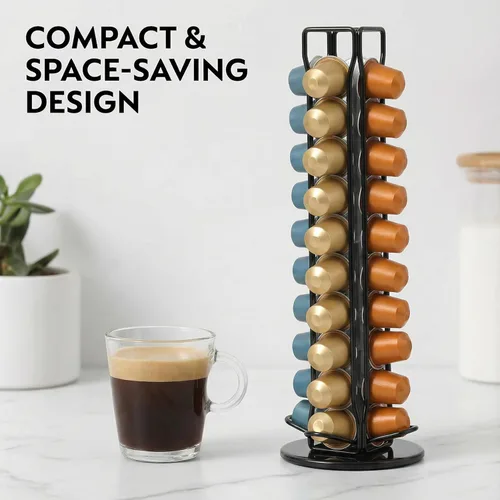 Miniatura 6 de Soporte para cápsulas de café Nespresso OriginalLine, soporte giratorio para cápsulas de café, organizador de estación de café, estante