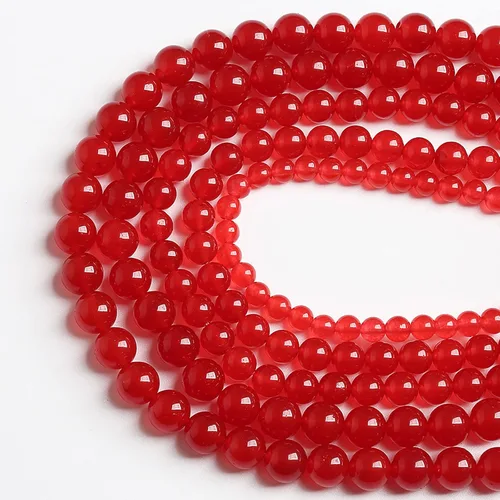 Miniatura 2 de Cuentas sueltas redondas de jade de calcedonia roja natural de 12 mm, 30 piezas, para hacer joyas, pulseras y collares DIY