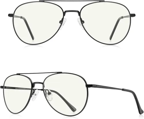 Miniatura 2 de Lentes de lectura de aviador para hombres y mujeres, lentes de bloqueo de luz azul, patillas de primavera Negro
