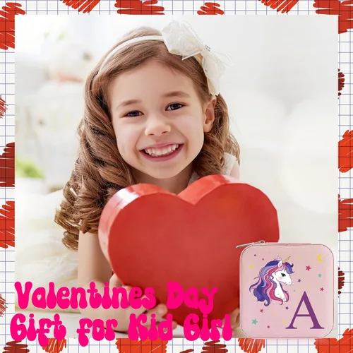 Miniatura 2 de Parima Organizador de joyas de viaje de unicornio Joyero pequeño personalizado para mujer, 4, 5, 6, 7, 8, 9, 10, 11, 12, 13, 14, 15, 16 años, niña