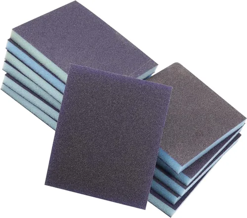 Miniatura 37 de Utoolmart 12 bloques de lijado de esponja de lijado, grano 180 húmedo, seco, lavable y reutilizable, esponja de papel de lija para muebles de 12