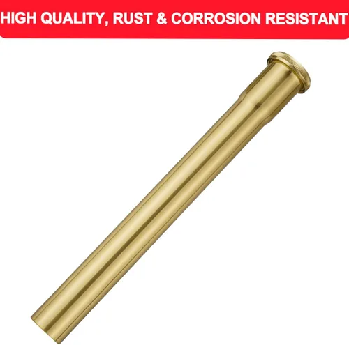Miniatura 5 de Tubo de extensión de junta deslizante de latón de 1-1/4 de diámetro x 12 pulgadas, tubo de extensión resistente para desagüe de fregadero de baño