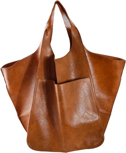 Miniatura 11 de KlaOYer - Bolso de mano de cuero de gran capacidad, bolso de trabajo, bolso hobo de piel sintética, bolso de mano y bandolera grande, bolso de viaje