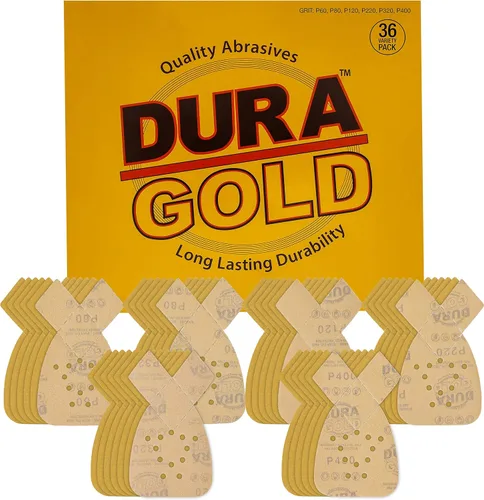 Miniatura 10 de Dura-Gold Hojas de lija de papel de lija prémium con detalles de ratón, grano 400 (caja de 24), discos de mouse con diseño de gancho y bucle de 12