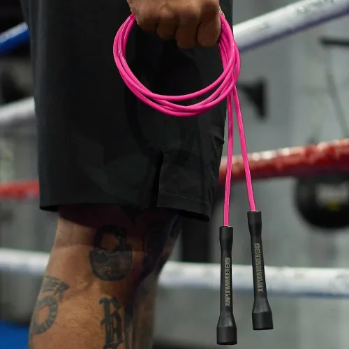 JDU Athletics Speed Series I Hecho para boxeo 20% más pesado que la cuerda de salto estándar de PVC sin enredos, tamaño ajustable, asas
