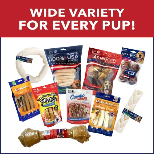 Miniatura 9 de Pet Factory 100% Hecho en EE. UU. Rollos de Chip de Cuero de Res de 5" Mordedores para Perros - Sabor a Carne y Pollo, 18 Unidades/1 Paquete