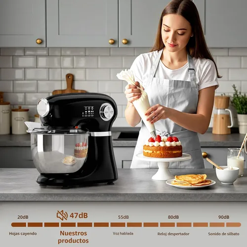 Miniatura 4 de COWSAR Batidora de pie, batidora eléctrica comercial de 12 velocidades, batidora de cocina 3 en 1 con tazón, gancho para masa, batidor y batidor