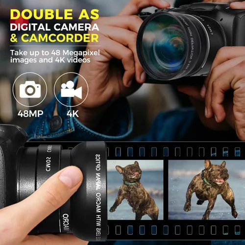 Miniatura 2 de Cámara digital con lente macro y gran angular 48MP 4K Autofocus Vlogging Cámara para fotografía Pantalla de 3.0 pulgadas Cámara compacta