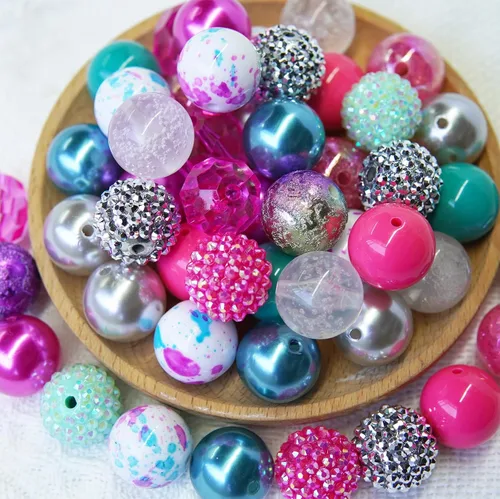 Miniatura 14 de Perlas de goma de burbujas de 20 mm para bolígrafos, perla de 20 mm para artículos ensartados, perlas acrílicas de 20 mm para manualidades, 50