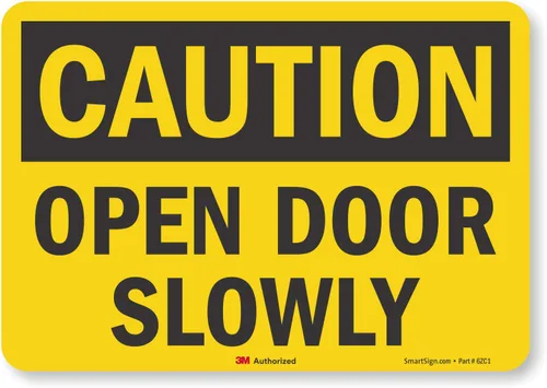 Miniatura 4 de Etiqueta "Precaution - Open Door Slowly" de SmartSign Vinilo laminado de 5 x 7 pulgadas