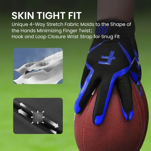 Miniatura 5 de FINGER TEN Guantes receptores de fútbol para hombre, ultra pegajosos y antideslizantes para un apoyo y protección superiores, agarre elegante