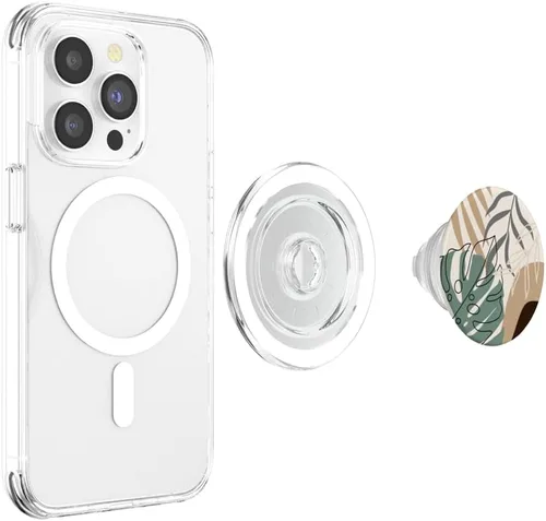 Miniatura 3 de Botánico tropical beige marrón exótico minimalista abstracto PopSockets MagSafe PopGrip para iPhone