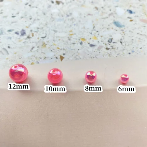 Miniatura 2 de 400 cuentas redondas acrílicas de 0.315 pulgadas de color AB, cuentas espaciadoras redondas con agujeros para aretes, pulseras, collares, llaveros