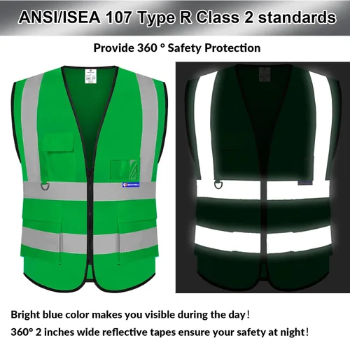Miniatura 4 de BeautyWill Chaleco de seguridad personalizado con logotipo reflectante de alta visibilidad Clase 2 de alta visibilidad Seguridad Chaleco de trabajo