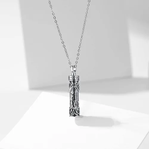 Miniatura 36 de Collar con colgante de urna de cenizas de cremación y árbol de la vida para mujer, plata de ley US1