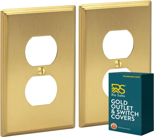 Miniatura 25 de Rio Salto BRASS - Placa de pared moderna de metal dorado para interruptor de luz o cubierta de enchufe, placa de pared para receptáculo individual