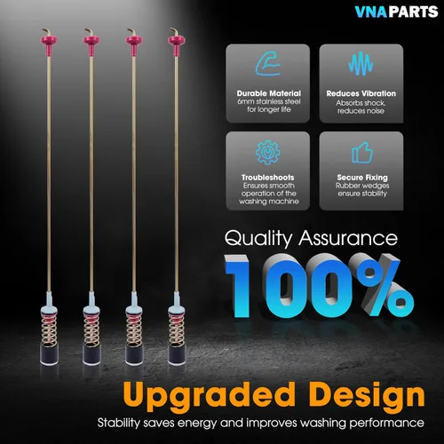 Miniatura 4 de Amortiguador de varilla de suspensión de 4 arandelas reemplaza para Samsung WA45M7050AW/A4 WA5451ANW/XAA WA45N3050AW/A4 WA45T3200AW WA45T3400AV
