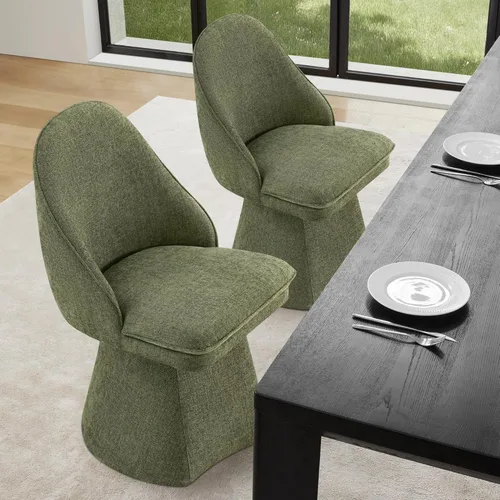 Miniatura 28 de KISLOT Juego de 4 sillas de comedor giratorias, tapizadas de mediados de siglo con respaldo alto, sillas de cocina de tela de lino para comedor, Una