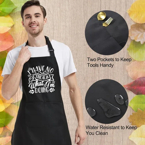 Miniatura 6 de Divertido delantal de barbacoa para hombres con bolsillos, delantales de cocina para cocina, regalos para papá, mamá, cumpleaños, Navidad