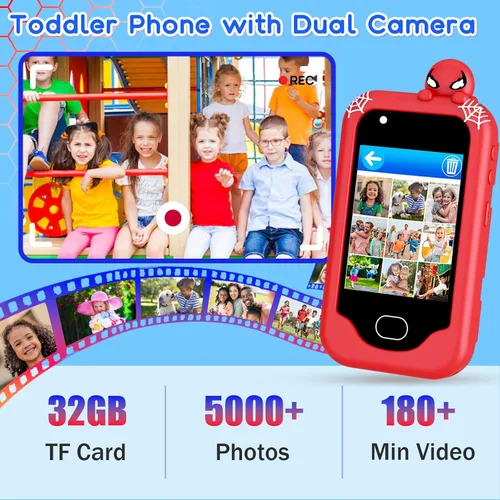 Miniatura 3 de Teléfono Inteligente para Niños, Regalo de Navidad y Cumpleaños para Niños Pequeños de 3 a 10 Años, Juguete de Teléfono Celular para Niños con Rojo