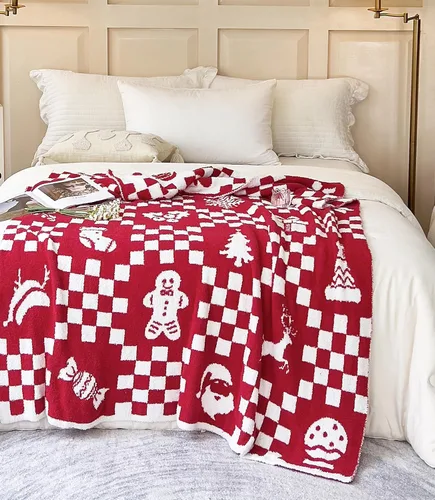 Miniatura 18 de NIDITW - Manta ultrasuave y acogedora de Navidad, cobija de microfibra tejida, muy ligera y esponjosa, de forro polar, para sofá, sofá cama, 50 x 60